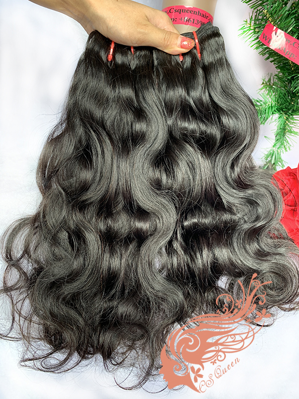 Csqueen Mink hair Ocean Wave Hair Weave 2 Bundles with 4 * 4 Transparent lace Closure Unprocessed Hair - Click Image to Close